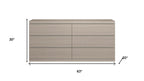 63" Oak Wood Six Drawer Double Dresser