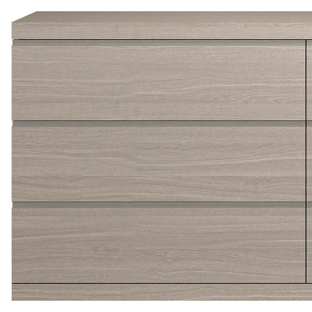 63" Oak Wood Six Drawer Double Dresser