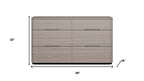 56" Oak Wood Six Drawer Double Dresser