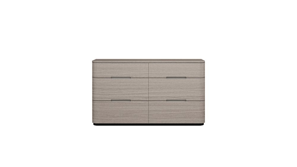 56" Oak Wood Six Drawer Double Dresser