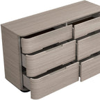 56" Oak Wood Six Drawer Double Dresser