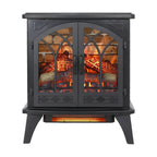 24" Black Metal Electric Fireplace With LED