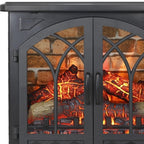 24" Black Metal Electric Fireplace With LED