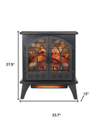 24" Black Metal Electric Fireplace With LED