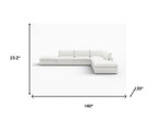 160" White Linen Blend Modular Armless Sofa With Ottomans And Storage