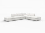 160" White Linen Blend Modular Armless Sofa With Ottomans And Storage