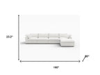 160" White Linen Blend Modular Sofa With Ottoman And Storage