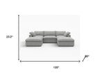 120" Light Gray Linen Blend Modular Universal Sofa With Ottoman And Storage