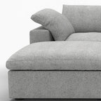 120" Light Gray Linen Blend Modular Universal Sofa With Ottoman And Storage