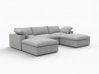 120" Light Gray Linen Blend Modular Universal Sofa With Ottoman And Storage