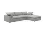 118" Light Gray Linen Blend Modular Sofa With Ottoman And Storage