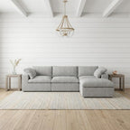 118" Light Gray Linen Blend Modular Sofa With Ottoman And Storage