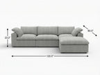 118" Light Gray Linen Blend Modular Sofa With Ottoman And Storage
