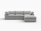118" Light Gray Linen Blend Modular Sofa With Ottoman And Storage