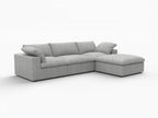 118" Light Gray Linen Blend Modular Sofa With Ottoman And Storage