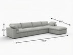 160" White Linen Blend Modular Sofa With Ottoman And Storage