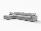 160" White Linen Blend Modular Sofa With Ottoman And Storage