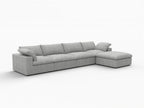 160" White Linen Blend Modular Sofa With Ottoman And Storage
