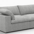 160" White Linen Blend Modular Sofa With Ottoman And Storage