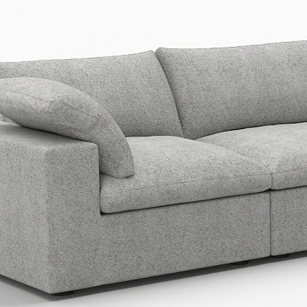 160" White Linen Blend Modular Sofa With Ottoman And Storage