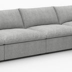 160" White Linen Blend Modular Sofa With Ottoman And Storage