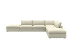 160" Khaki Linen Blend Modular Armless Sofa With Ottomans Toss Pillows And Storage