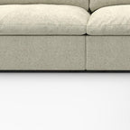 160" Khaki Linen Blend Modular Armless Sofa With Ottomans Toss Pillows And Storage