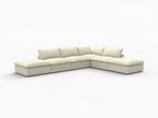 160" Khaki Linen Blend Modular Armless Sofa With Ottomans Toss Pillows And Storage