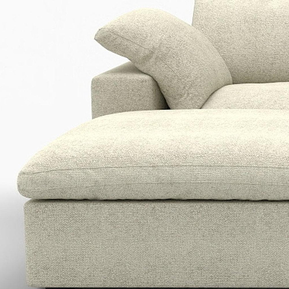 120" Light Gray Linen Blend Modular Universal Sofa With Ottoman And Storage