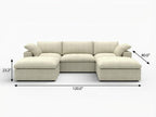 120" Light Gray Linen Blend Modular Universal Sofa With Ottoman And Storage