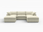 120" Light Gray Linen Blend Modular Universal Sofa With Ottoman And Storage