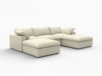 120" Light Gray Linen Blend Modular Universal Sofa With Ottoman And Storage