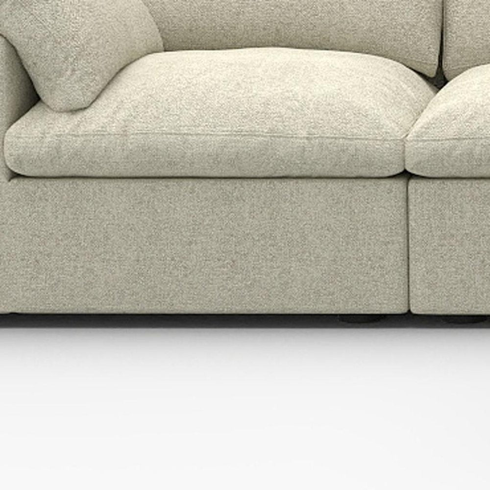 118" Light Gray Linen Blend Modular Sofa With Ottoman And Storage
