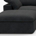 160" Black Linen Blend Modular Sofa With Ottomans Toss Pillows And Storage