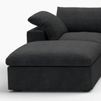 160" Black Linen Blend Modular Sofa With Ottomans Toss Pillows And Storage