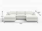 120" Light Gray Linen Blend Modular Universal Sofa With Ottoman And Storage