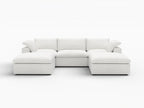 120" Light Gray Linen Blend Modular Universal Sofa With Ottoman And Storage