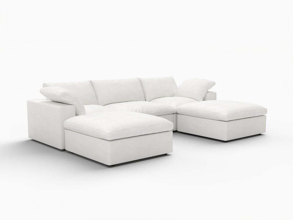 120" Light Gray Linen Blend Modular Universal Sofa With Ottoman And Storage
