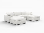 120" Light Gray Linen Blend Modular Universal Sofa With Ottoman And Storage