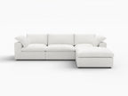 118" Light Gray Linen Blend Modular Sofa With Ottoman And Storage