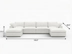 160" Black Linen Blend Modular Sofa With Ottomans Toss Pillows And Storage