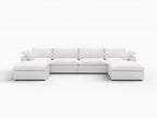 160" Black Linen Blend Modular Sofa With Ottomans Toss Pillows And Storage