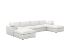 160" Black Linen Blend Modular Sofa With Ottomans Toss Pillows And Storage