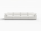 160" White Linen Blend Modular Sofa With Toss Pillows