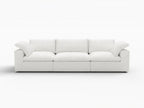 120" White Linen Blend Modular Sofa With Toss Pillows