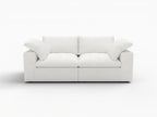 80" White Linen Blend Modular Loveseat and Toss Pillows