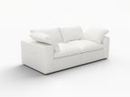 80" White Linen Blend Modular Loveseat and Toss Pillows