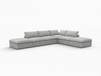 160" Light Gray Linen Blend Modular Armless Sofa With Ottomans And Storage