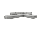 160" Light Gray Linen Blend Modular Armless Sofa With Ottomans And Storage