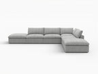 160" Light Gray Linen Blend Modular Armless Sofa With Ottomans And Storage